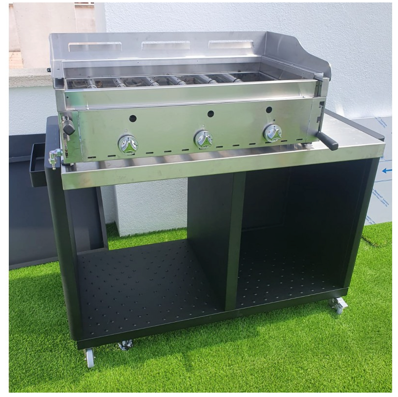 Barbacoa de 120 con parrillas vascas. B-120+MPV 5-4. QW
