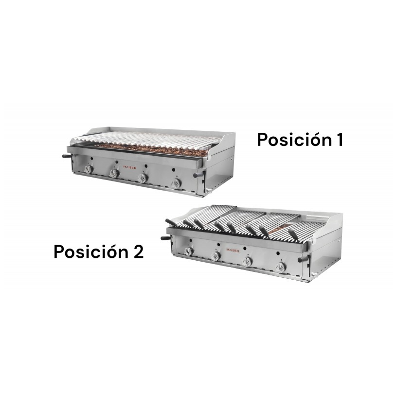 Barbacoa de 120 con parrilla elevable inoxidable y parrillas vascas. B-120X+MPVE 4-6 QW