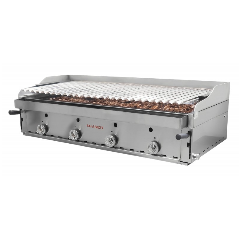 Barbacoa de 120 con parrilla elevable inoxidable y parrillas vascas. B-120X+MPVE 4-6 QW
