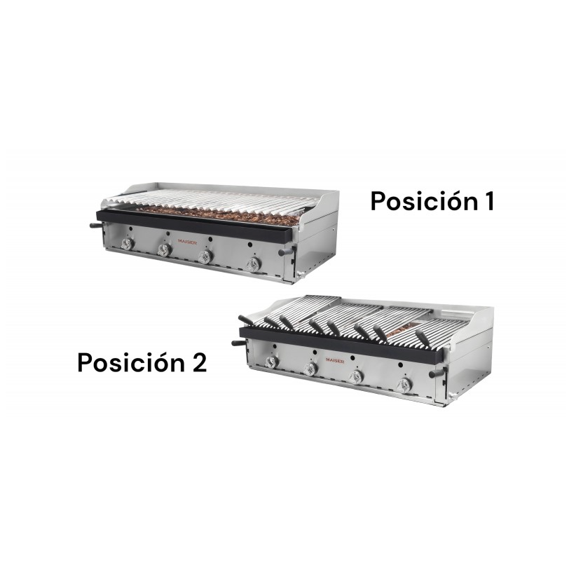 Barbacoa de 120 con parrilla elevable inoxidable y parrillas vascas. B-120X+MPVE 4-6 QW