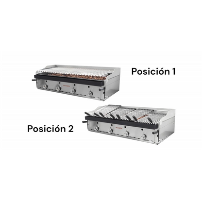 Barbacoa de 120 con parrilla elevable inoxidable y parrillas vascas. B-120X+MPVE 4-6 QW