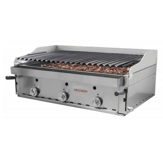 Barbacoa de 90 con parrilla elevable de acero inoxidable y parrillas vascas B-90X+MPVE 4-4 QW