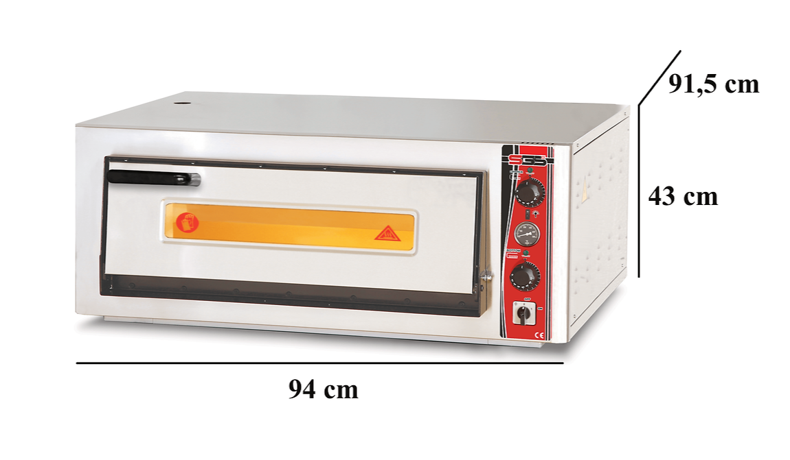 Horno de Pizza Clásico SGS 4x33 cm con Termómetro - PO/6868 E/T
