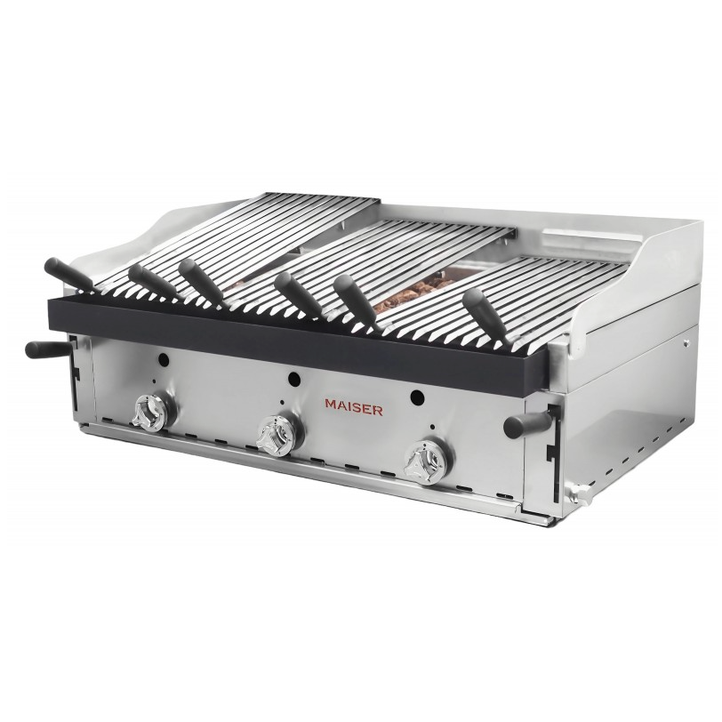 Barbacoa de 90 con parrilla elevable de acero inoxidable y parrillas vascas B-90X+MPVE 4-4 QW