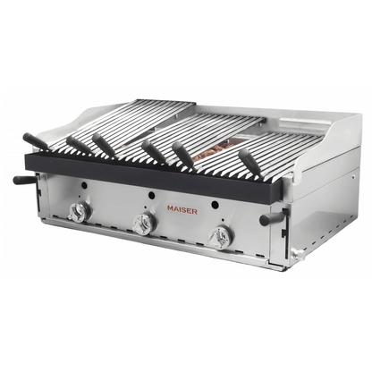 Barbacoa de 90 con parrilla elevable de acero inoxidable y parrillas vascas B-90X+MPVE 4-4 QW