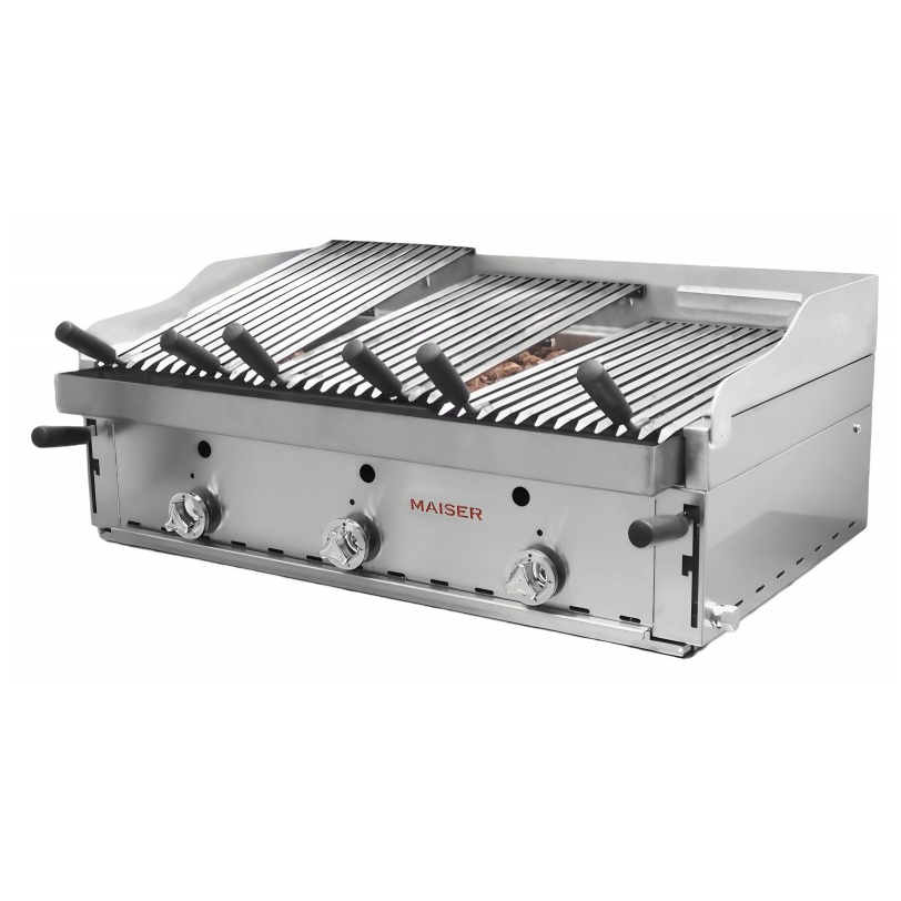 Barbacoa de 90 con parrilla elevable de acero inoxidable y parrillas vascas B-90X+MPVE 4-4 QW