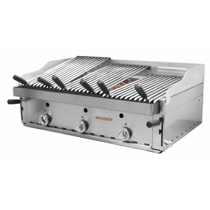Barbacoa de 90 con parrilla elevable de acero inoxidable y parrillas vascas B-90X+MPVE 4-4 QW