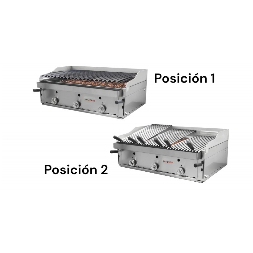 Barbacoa de 90 con parrilla elevable de acero inoxidable y parrillas vascas B-90X+MPVE 4-4 QW