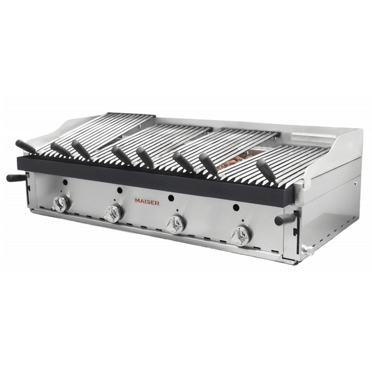 Barbacoa de 120 con parrilla elevable inoxidable y parrillas vascas. B-120X+MPVE 4-6 QW