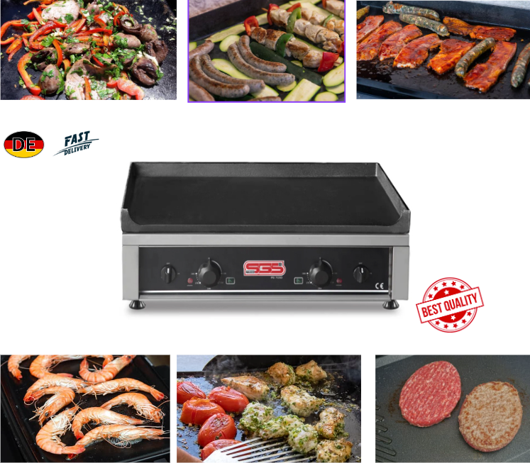 Plancha Eléctrica Profesional de Acero Inoxidable - 72x55x26 cm