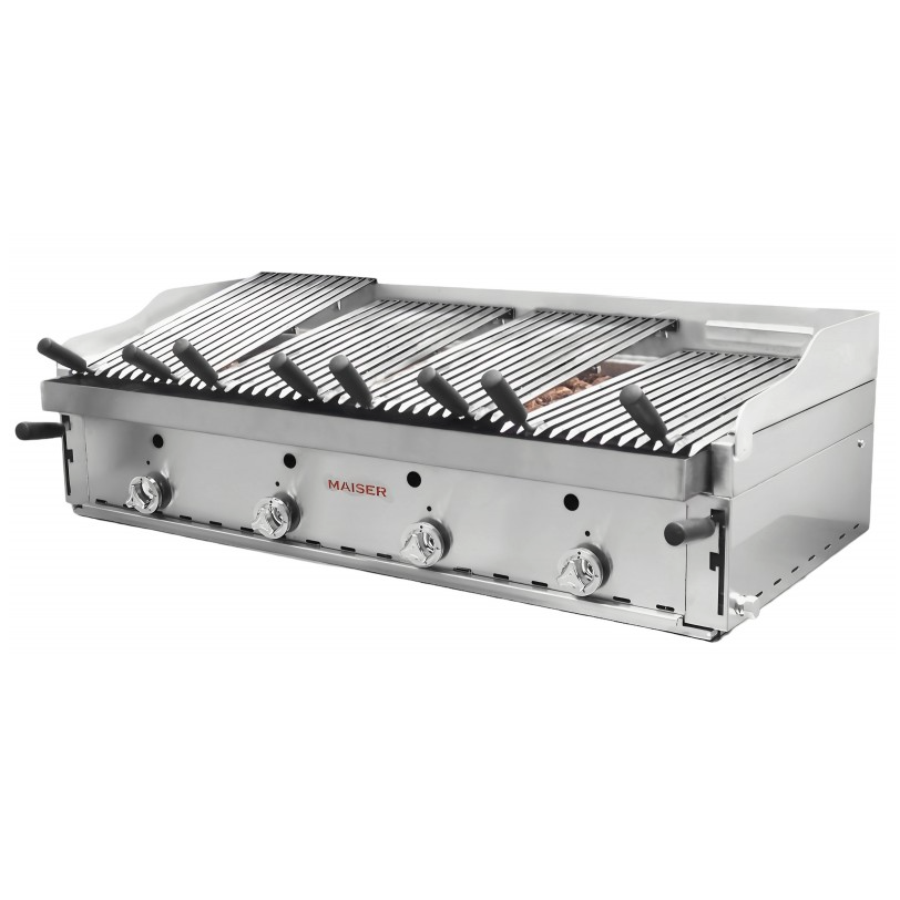 Barbacoa de 120 con parrilla elevable inoxidable y parrillas vascas. B-120X+MPVE 4-6 QW