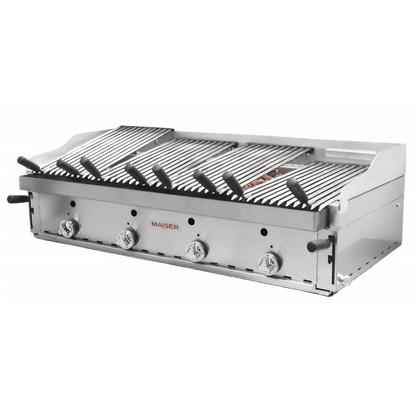 Barbacoa de 120 con parrilla elevable inoxidable y parrillas vascas. B-120X+MPVE 4-6 QW