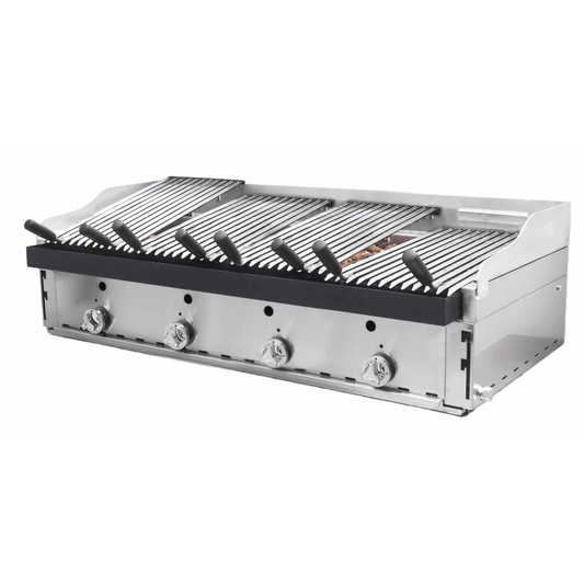 Barbacoa de 120 con parrilla elevable pavonada y parrillas vascas B-120+MPVE. 4-5 QW