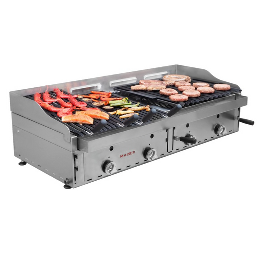 Barbacoa doble parrilla elevable pavonada B-602M 1-1. QW