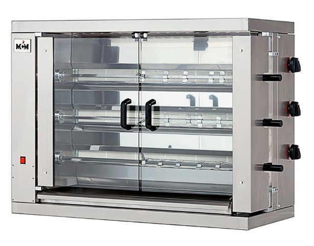 Asador de Pollos Verticales a Gas 3 Espadas 18 Pollos 1098x480x820 h mm 3EG MCM