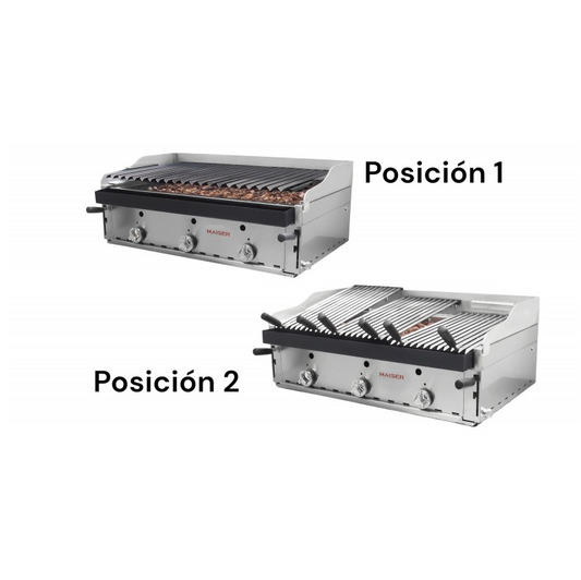 Barbacoa de 90 con parrilla elevable pavonada y parrillas vascas B-90+MPVE. 4-3 QW