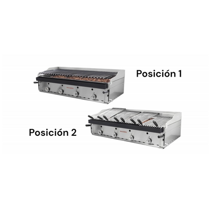 Barbacoa de 120 con parrilla elevable pavonada y parrillas vascas B-120+MPVE. 4-5 QW