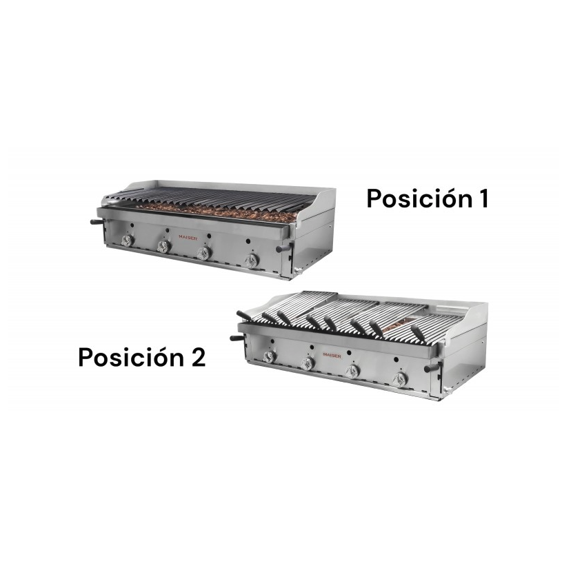Barbacoa de 120 con parrilla elevable pavonada y parrillas vascas B-120+MPVE. 4-5 QW
