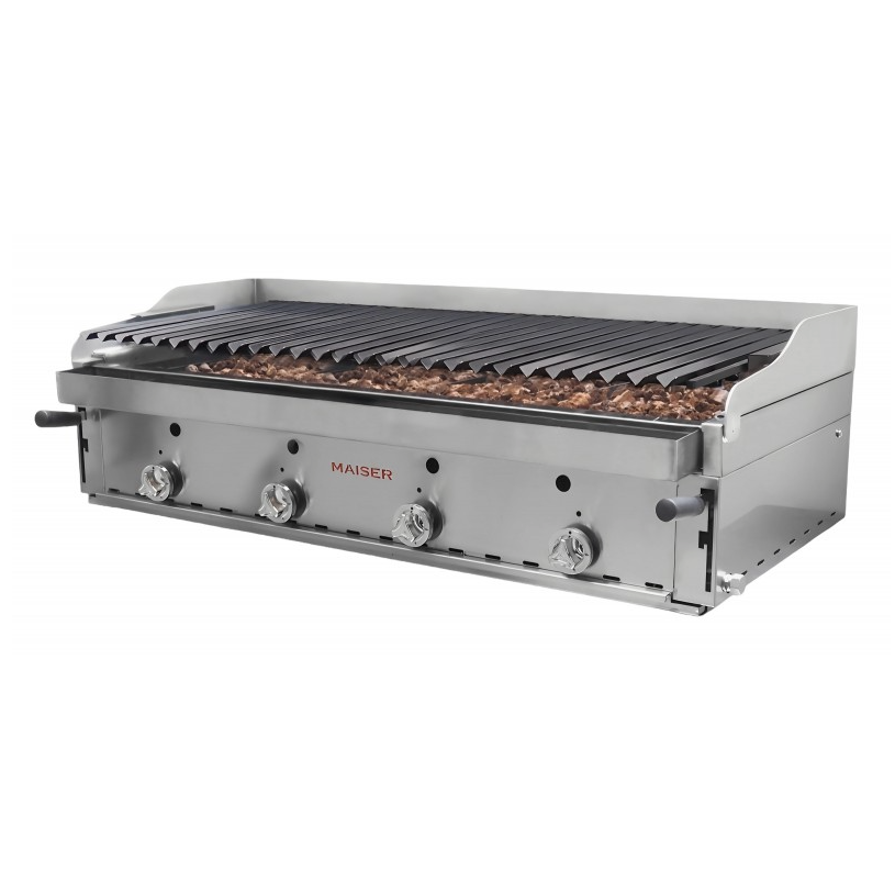 Barbacoa de 120 con parrilla elevable pavonada y parrillas vascas B-120+MPVE. 4-5 QW