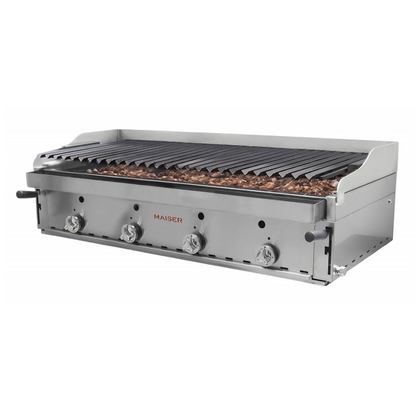 Barbacoa de 120 con parrilla elevable pavonada y parrillas vascas B-120+MPVE. 4-5 QW